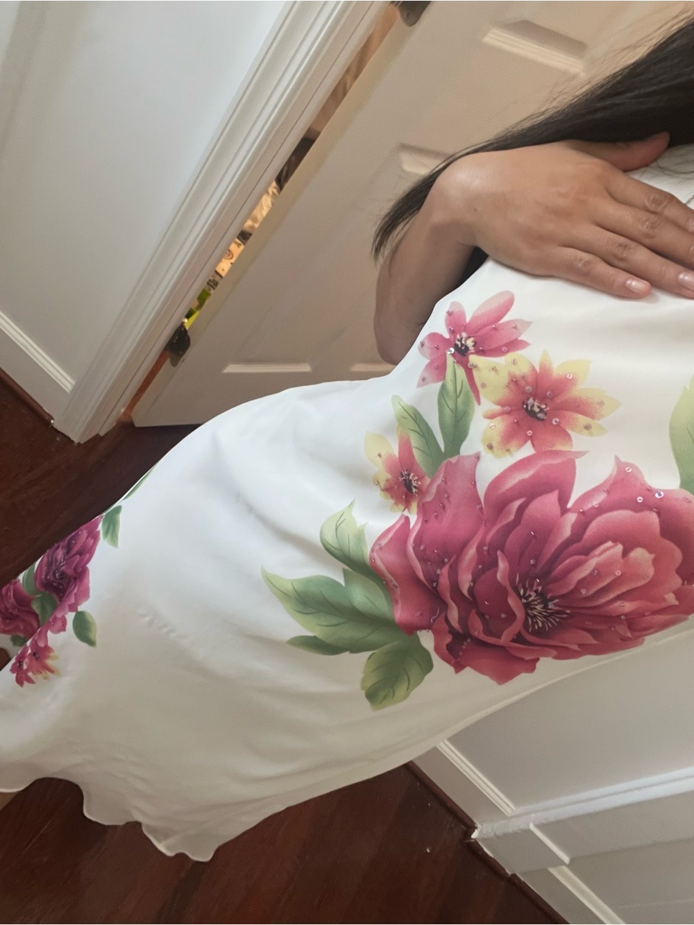 Cache white beaded floral maxi
